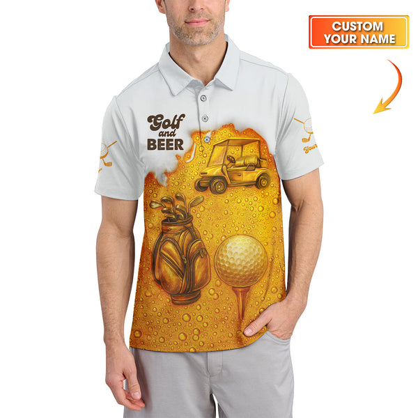 Maxcorners Personalized Golf Shirt, Golf And Beer Shirt For Golfer, Crazy Golf Shirt For Beer Lover, Golf Gift For Men