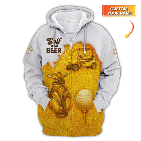 Maxcorners Personalized Golf Shirt, Golf And Beer Shirt For Golfer, Crazy Golf Shirt For Beer Lover, Golf Gift For Men