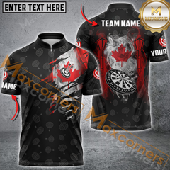 MaxCorners Dart Smoke Canadian Flag Customized Name And Team Name 3D Polo Shirt For Men