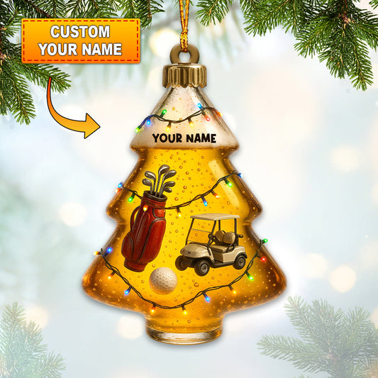 Maxcorners Personalized Golf Christmas Tree Ornament â€“ Custom Name Golfer Ornament, Funny Golf and Beer Xmas Gift for Men, Golf Ornament and Golf Decor for Tree MT1611