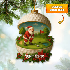Maxcorners Personalized Santa Golf Ornament, Custom Golf Decor Christmas Gift For Golfer, Golf Christmas Ornaments