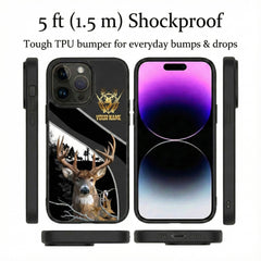 Maxcorners Artist Hunting - I Hunt Deer Because I Can't Hunt People Black Personalized Name Phone Case