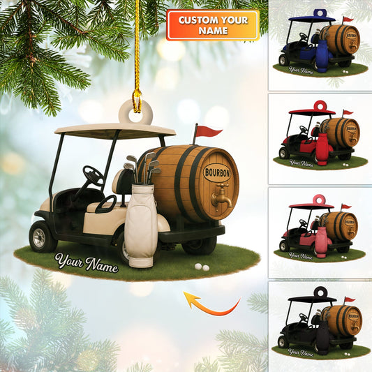 Maxcorners Custom Golf And Bourbon Ornament, Bourbon Christmas Ornament, Golf Ornament For Golfer, Golf Decor For Christmas