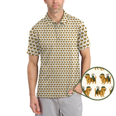 Maxcorners Golden Retriever Pattern Golf Shirt – Funny Golden Retriever Golf Shirt For Dog Lovers