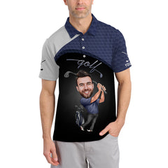 Maxcorners Custom Face Golf Polos, Crazy Golf Shirts, Funny Golf Shirt For Men