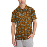 Maxcorners Funny Golf And Bourbon Polos, Brown Golf Shirt with Whiskey Ice Cube For Men, Pattern Crazy Golf Shirts For Golfers
