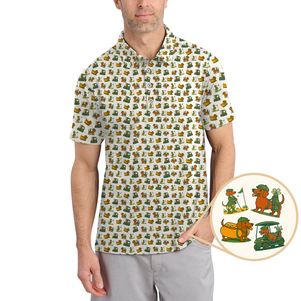 Maxcorners Dachshund Pattern Golf Shirt – Funny Dog Golf Polos For Pet Lovers - Golf Gift For Golfers