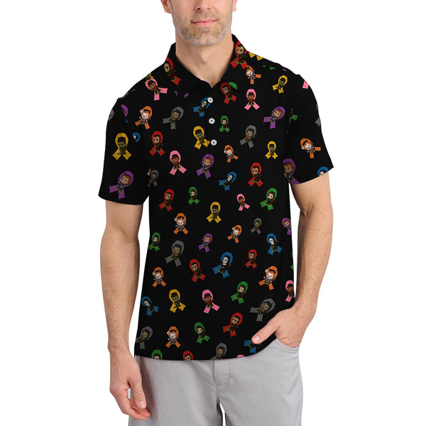 Maxcorners Cancer Survivor Shirt For Golfer, Cancer Awareness Shirt, Men's Pattern Golf Shirt
