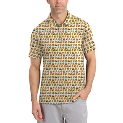 Maxcorners Corgi Golf Pattern Shirt, Cute Dog Golf Polo For Pet Lovers And Golfers, Funny Golf Polos For Men's