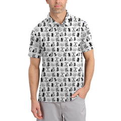 Maxcorners Cat Golf Shirt - Pattern Golf Shirt For Men - Cat Dad Golf Club Shirt For Golfers