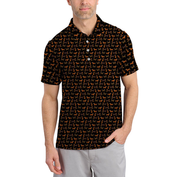 Maxcorners Halloween Golf Shirt, Funny Pattern Golf Shirt, Dachshund Golf Shirt For Men