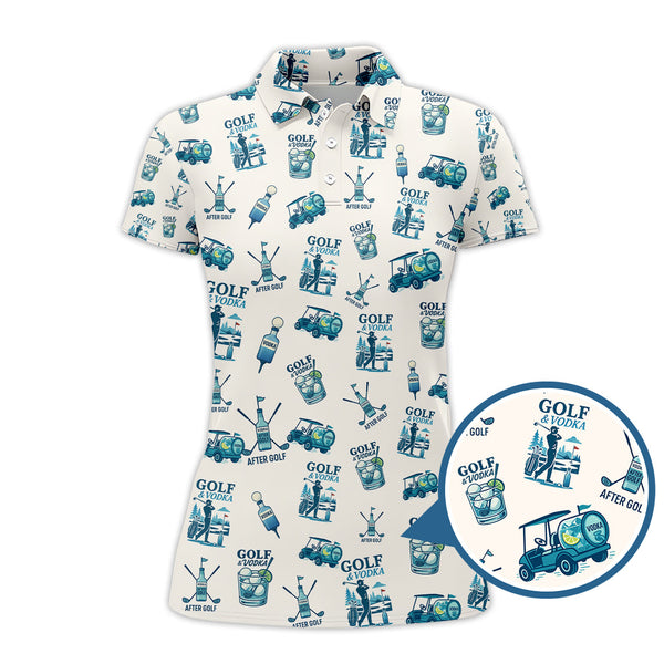 Maxcorners Golf And Vodka Shirt For Golfer, Vodka After Golf Pattern Golf Shirt, Funny Golf Shirt For Men