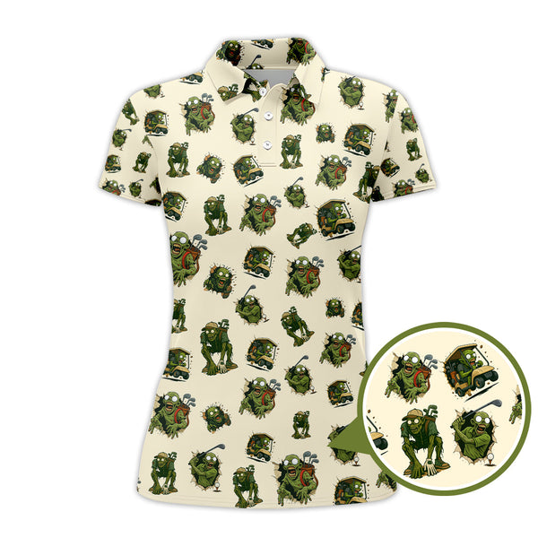 Maxcorners Halloween Golf Shirt For Golfer, Pattern Golf Shirt, Funny Zombie Golf Polo For Men