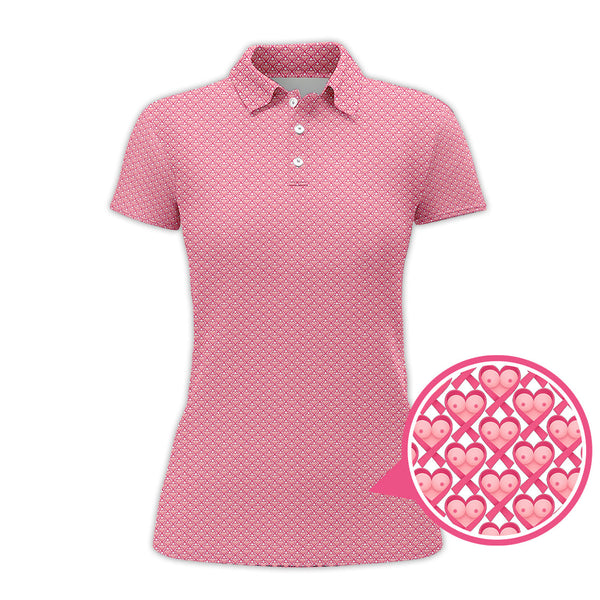 Maxcorners Breast Cancer Golf Shirt, Pink Pattern Golf Shirt, Funny Golf Shirt For Golfer