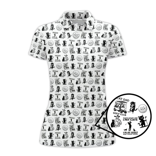 Maxcorners Cat Golf Shirt - Pattern Golf Shirt For Men - Cat Dad Golf Club Shirt For Golfers