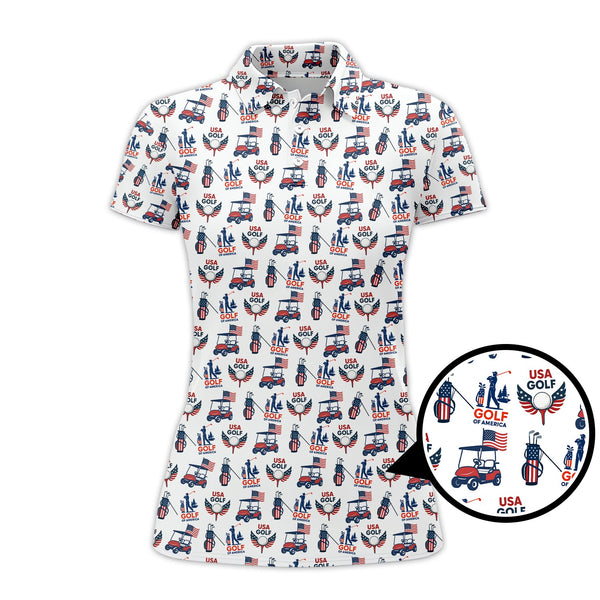 Maxcorners USA Golf Shirts, American Golf Shirt For Men, Pattern Golf Gift For Golfers