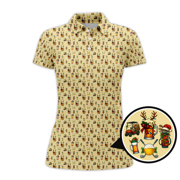 Maxcorners Christmas Golf Shirt, Pattern Golf Shirt , Golf And Beer For Men, Golf Gift For Golfer
