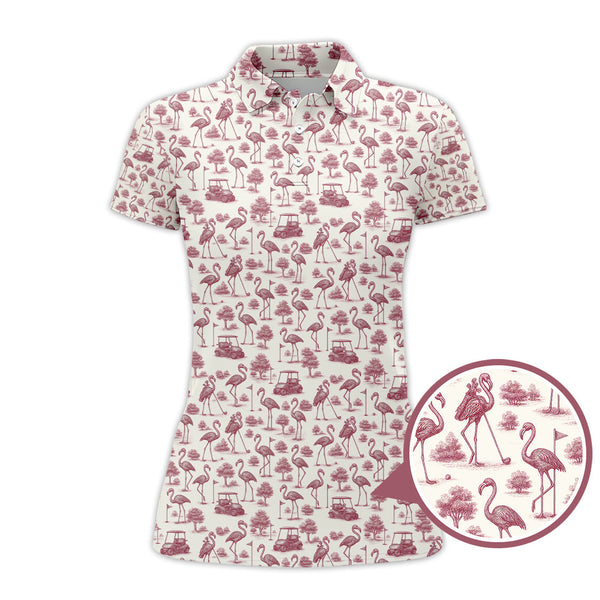 Maxcorners Flamingo Golf Shirt, Funny Pattern Golf Shirt, Crazy Golf Shirt For Golfer