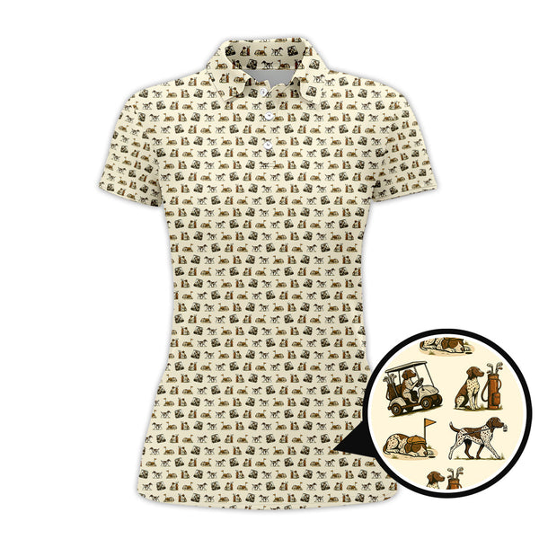 Maxcorners Pattern Golf Shirt, Pointer Golf Polos, Dog Golf Shirt For Men, Crazy Golf Shirt For Golfers