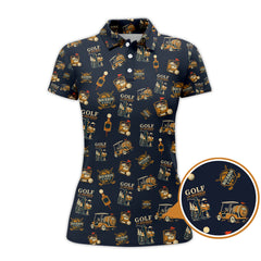 Maxcorners Golf and Bourbon Pattern Polos, Funny Bourbon Shirt For Men, Crazy Golf Shirts For Golfers