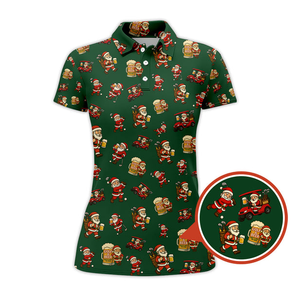 Maxcorners Funny Christmas Golf Shirt For Men, Pattern Golf Shirt , Golf And Beer Shirt For Golfer
