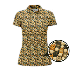 Maxcorners Funny Cat Golf Shirt For Golfer - Cat Pattern Golf Shirt - Golf Gift For Cat Lovers