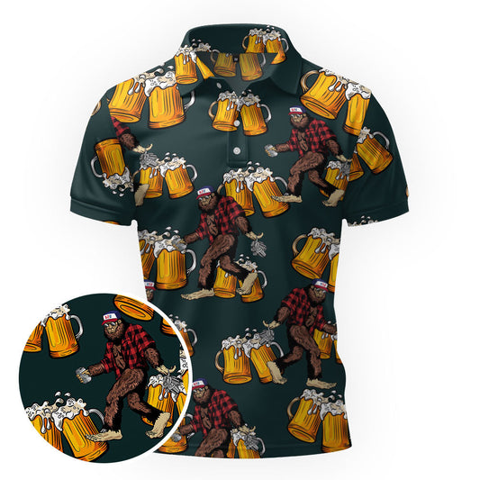 Maxcorners Bigfoot Chugs and Cheers Golf Polo Shirt