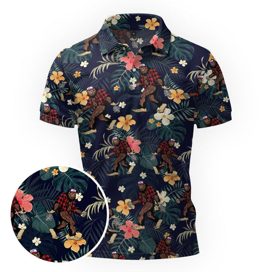 Maxcorners Bigfoot’s Hawaiian Adventure Golf Polo Shirt