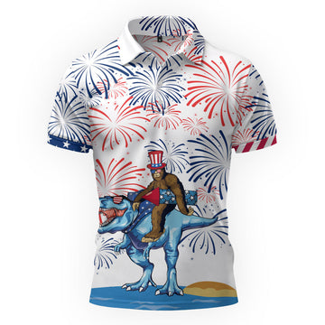 Maxcorners Bigfoot’s T-rex Fireworks Ride Golf Polo Shirt