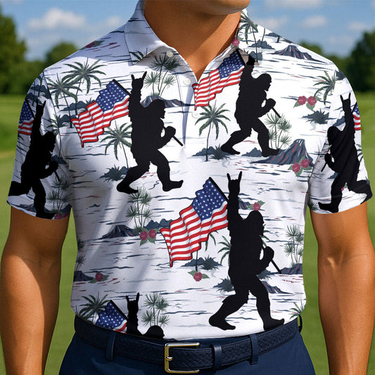 Maxcorners Patriotic Sasquatch Parade Golf Polo Shirt