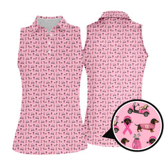 Maxcorners Breast Cancer Golf Shirt, Dachshund Golf Shirt, Pattern Golf Shirt For Golfer