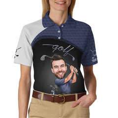 Maxcorners Custom Face Golf Polos, Crazy Golf Shirts, Funny Golf Shirt For Men