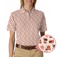 Maxcorners Pattern Golf Shirt For Men, Dachshund Golf Shirt For Golfer, Breast Cancer Golf Shirt For Dog Lovers