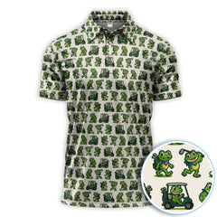 Maxcorners Funny Frog Golf Polos, Cute Frog Golf Pattern Shirt For Men, Golf Gift For Golfer