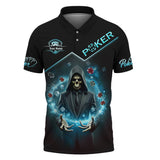 Grim Reaper Poker Shirt – Custom Name Skull in Suit with Magic Poker Chips Design Tee