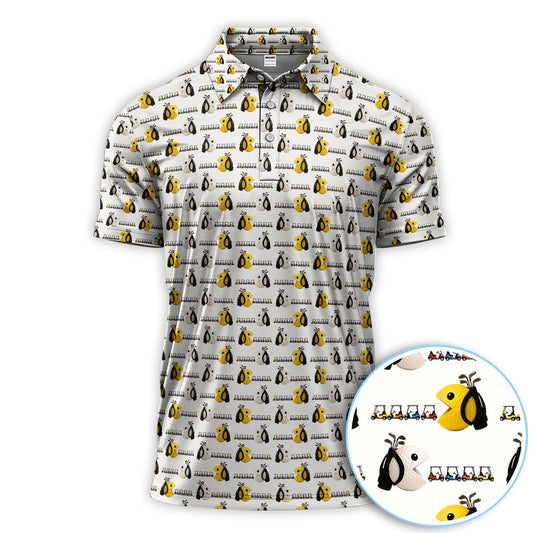 Maxcorners Cute Golf Cart Polos For Men, Funny Pattern Golf Shirt, Golf Gift For Golfer