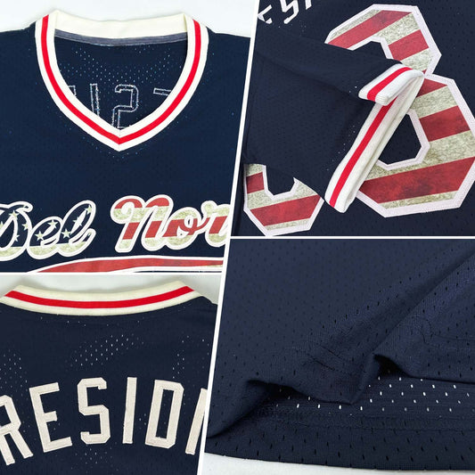 Maxcorners Custom Red Vintage USA Flag-Black Premium Baseball Jersey LM0210