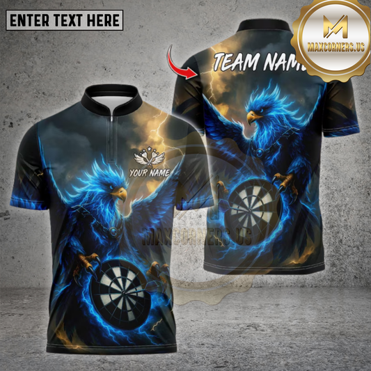 Maxcorners Darts Shirt Thunder Eagle Lightning Multicolor Options Personalized Name, Team Name Unisex 3D Shirt (4 Colors)