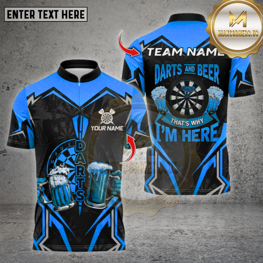 Maxcorners Darts Shirt Beer Lovers That’s Why I’m Here Multicolor Options Personalized Name, Team Name Unisex 3D Shirt (4 Colors)