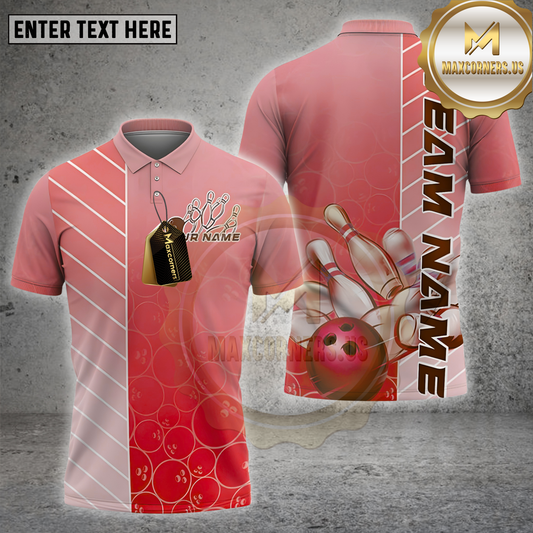 Maxcorners Bowling Shirt Light Strike Pattern Multicolor Options Personalized Name, Team Name 3D Shirt (4 Colors)
