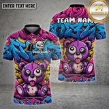 Maxcorners Billiards Shirt Graffiti 8-Ball Bear Multioptions Personalized Name, Team Name Unisex 3D Shirt (4 Colors)