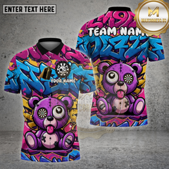 Maxcorners Darts Shirt Graffiti Dartboard Bear Multioptions Personalized Name, Team Name Unisex 3D Shirt (4 Colors)