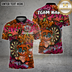 Maxcorners Darts Shirt Graffiti Relaxed Bear Target Multioptions Personalized Name, Team Name Unisex 3D Shirt (4 Colors)