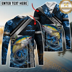 Maxcorners Tuna Fishing Ocean Wave Power Personalized Name, Team Name Long Sleeve Shirt