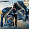 Maxcorners Fishing Ocean Wave Power Personalized Name, Team Name Long Sleeve Shirt (8 Fish Species)