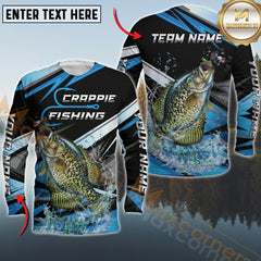 Maxcorners Crappie Fishing Splash Strike Personalized Name, Team Name Long Sleeve Shirt
