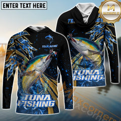 Maxcorners Tuna Fishing Hooked Jump Splash Personalized Name, Team Name Long Sleeve Shirt