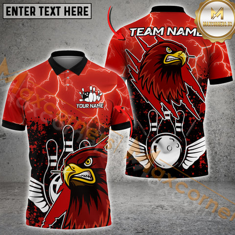 Maxcorners Bowling Hawk With Lightning Multicolor Options Personalized Name, Team Name 3D Shirt (4 Colors) For John