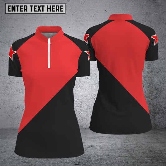 Maxcorners Custom Stand Collar Zipper Polo Shirts For Women for Norma Gaddison