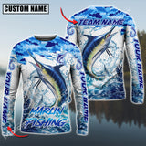 Maxcorner Marlin Fishing Water Fresh Pattern Sun Protection Personalized Name And Team Name Long Sweat Shirt